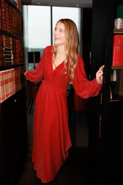 Belle Glitter maxikjole - Rød