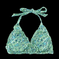 Cuba Ruffles bikinitopp - Pastellgrønn - Flower Paint