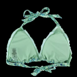 Cuba Ruffles bikinitopp - Pastellgrønn - Flower Paint