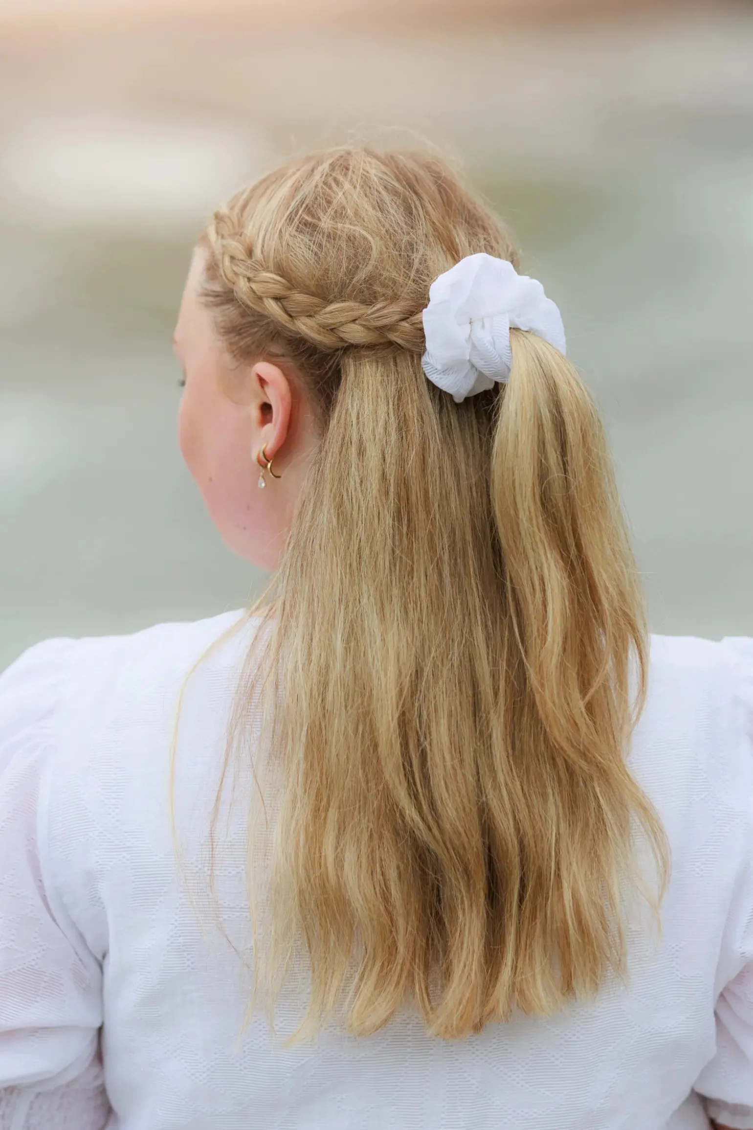 Flower Scrunchie 2pk - Bright White