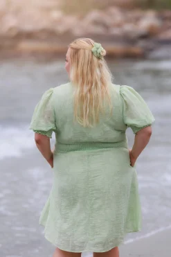 Flower Scrunchie 2pk - Smoke Green