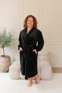 Fluffy Morgenkåpe - Svart
