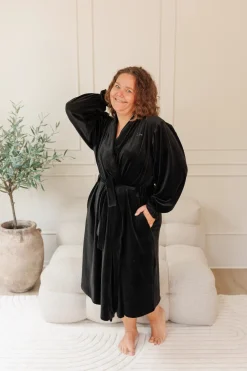 Fluffy Morgenkåpe - Svart
