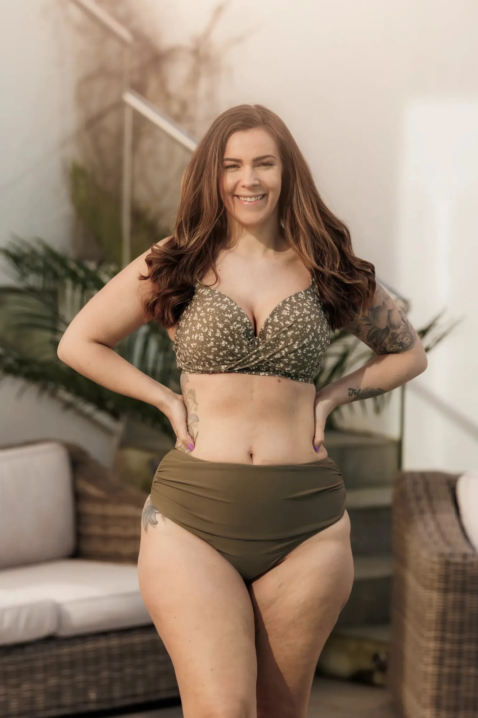 High Waist Bikini String - Grønn