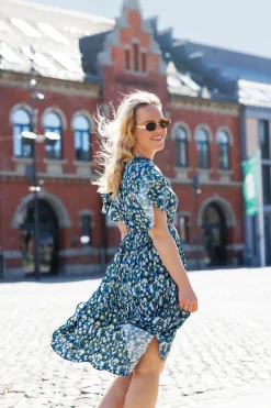 Iselin kjole - Blågrønn