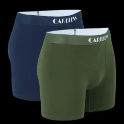 Vegard Boksershorts long 2 pk - Mørk grønn/mørk blå